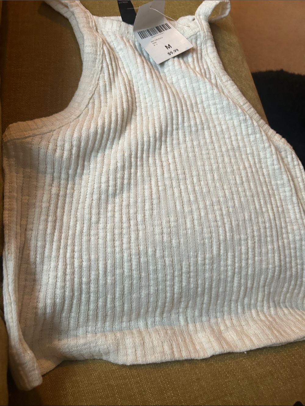 Forever 21 Cream Ribbed Tank Top